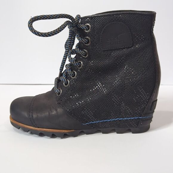 Sorel 1964 PDX Premium Wedge Bootie Black Embossed Snakeskin Size 7.5 - Picture 8 of 12